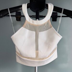 Tobi White and Cream Crop Top